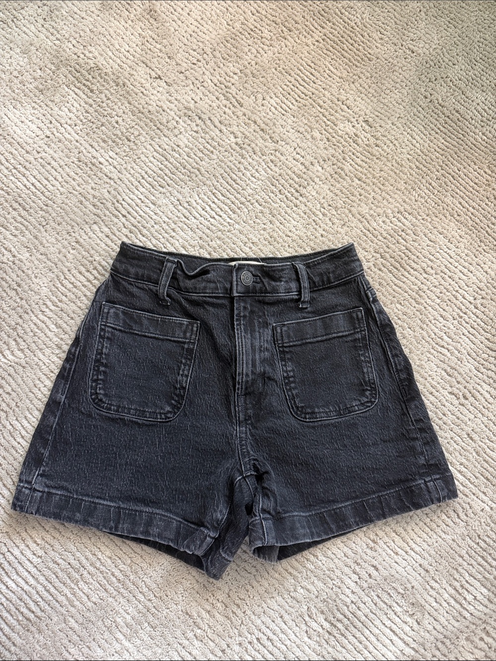 Madewell Black High-Rise Denim Patch-Pocket Shorts Size 23